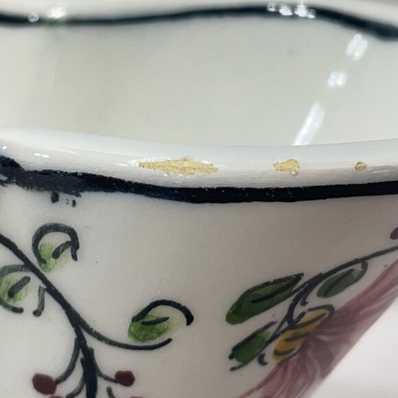 Portugal HandPainted Vase Container Floral Motif Porcelain 5" x 5" - Picture 5 of 14